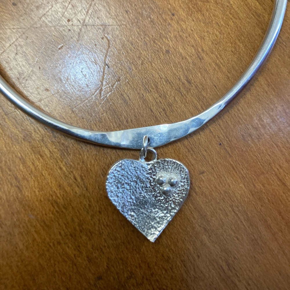 Sterling Silver  handmade  Heart Pendant bracelet - Picture 3 of 3